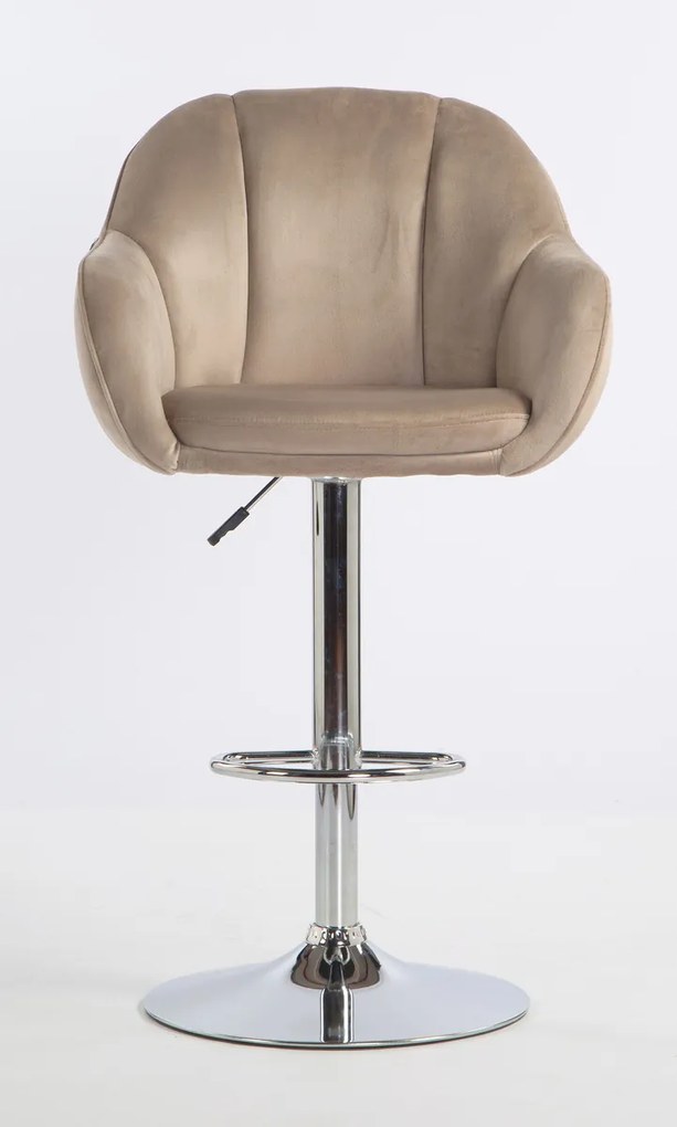 HR2055W Scaun Latte din Catifea cu Bază Cromata