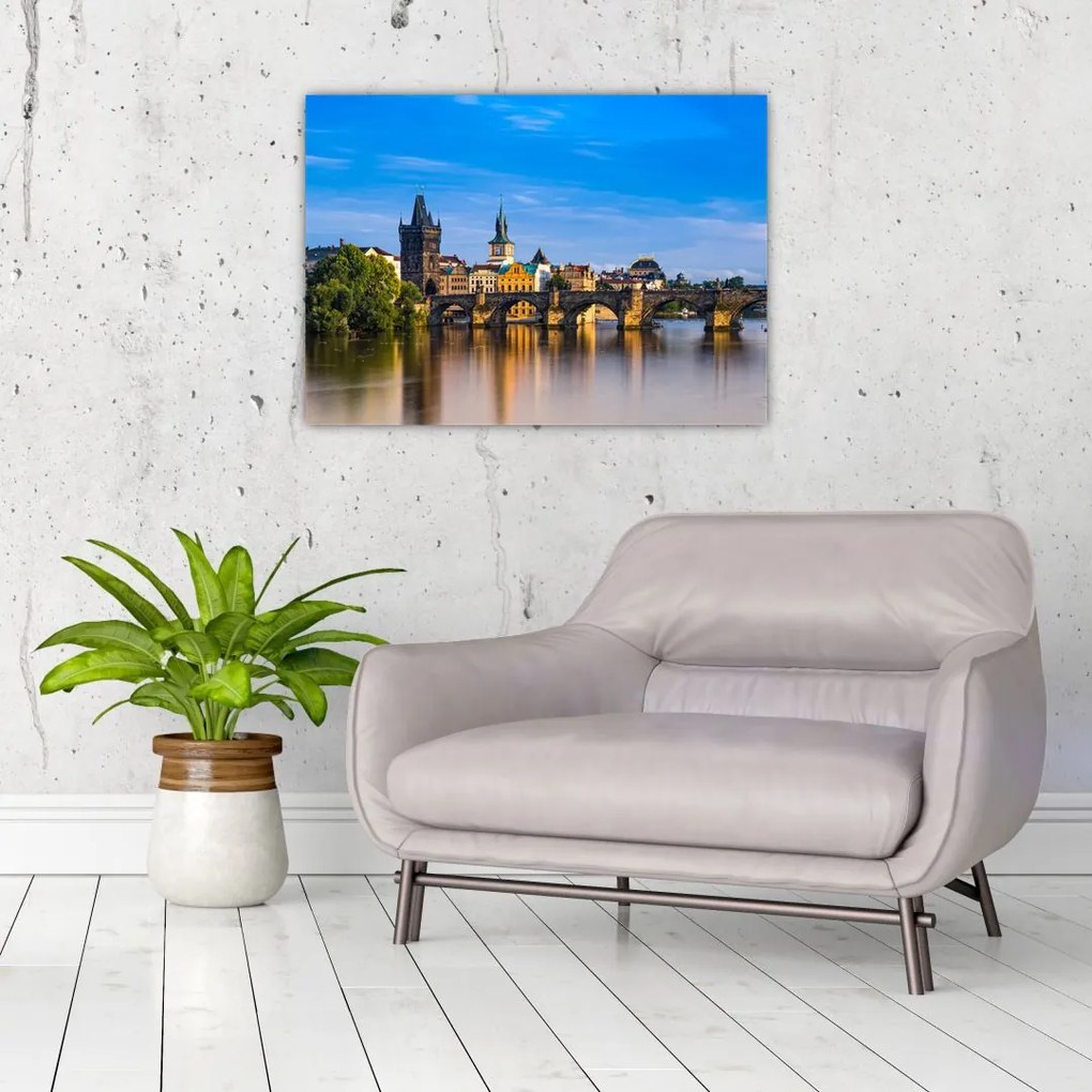 Tablou pe sticlă cu podul Carol (70x50 cm)