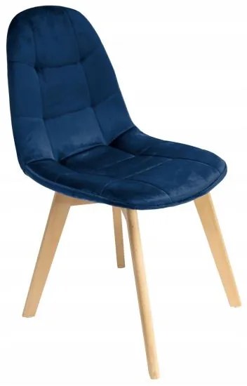 Scaun bucatarie/living, catifea si PU, albastru marin, 43x54x81 cm, Colin