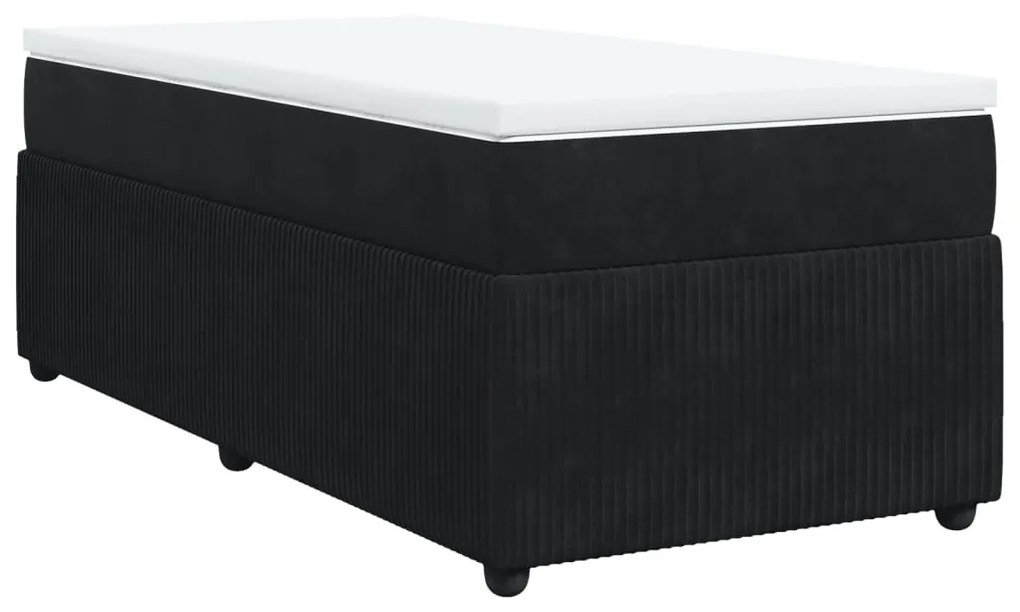 3285616 vidaXL Pat box spring cu saltea, negru, 90x200 cm, catifea