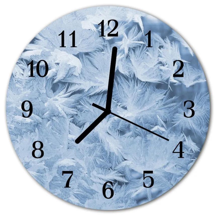 Ceas de perete din sticla rotund Fulgi de zăpadă Fulgi de zăpadă Albastru