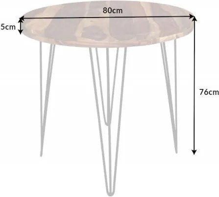 Masa dining maro/neagra din lemn si metal 80 cm Makassar Invicta Interior