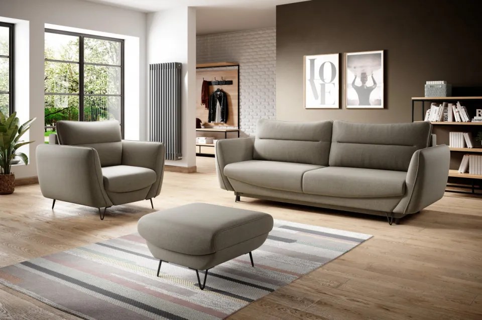 Set canapea extensibila, fotoliu si taburet, Silva S02, Eltap (Culoare: Roz inchis / Lukso 24)