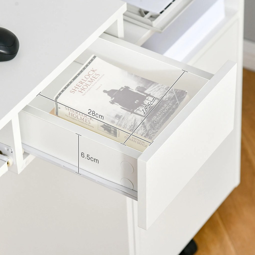 Homcom Birou PC Alb & Stejar 80×45×75 cm – Ideal Dormitor sau Acasa | Aosom Romania