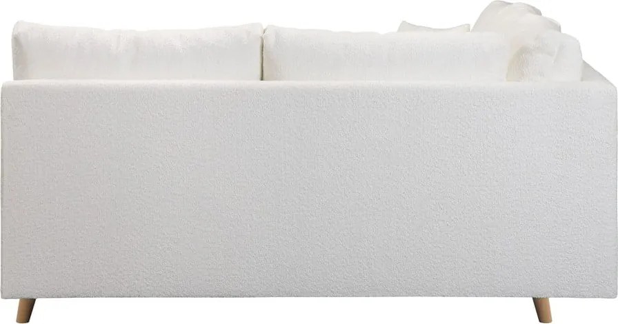 Colțar alb cu tapițerie din stofă bouclé (cu colț pe partea dreaptă) Ariella – Ropez