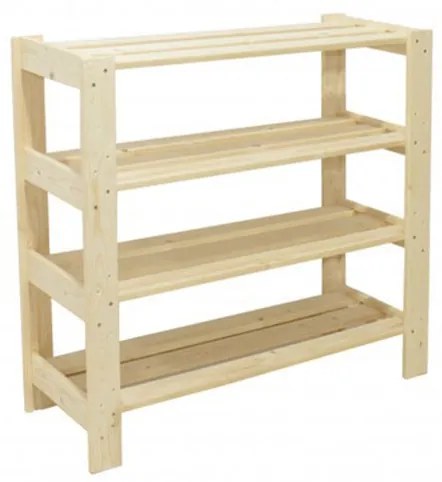 Raft din lemn cu 4 polite, 85x30x80 cm Natur