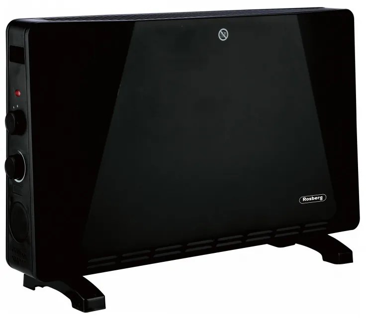 Convector de podea Rosberg R51974E, 2500W, 3 trepte, Termostat, Oprire automata, Negru