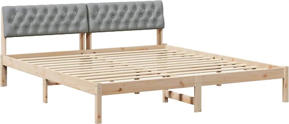 vidaXL Cadru de pat Maro și gri deschis 180 x 200 cm Lemn masiv de pin