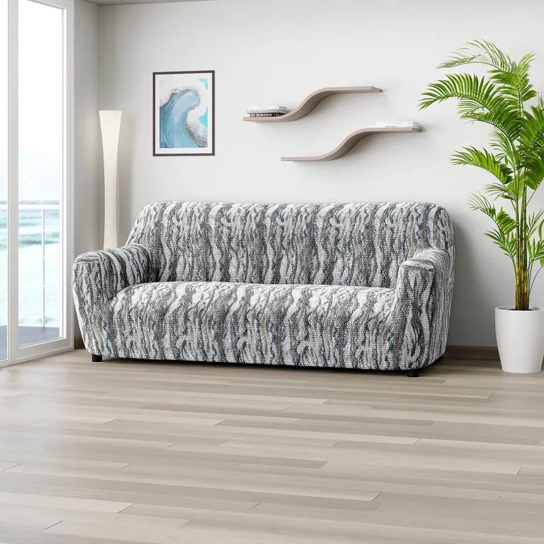 Huse bielastice OCEANO NOU gri-albăstrui fotoliu triplu (l. 170 - 220 cm)