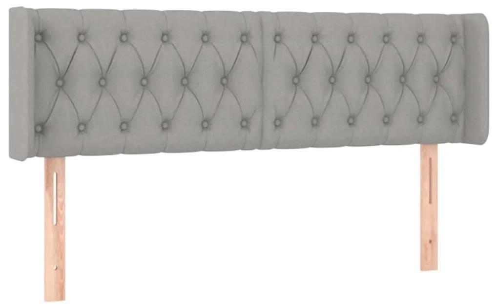 3119102 vidaXL Tăblie de pat cu aripioare gri deschis 147x16x78/88 cm textil