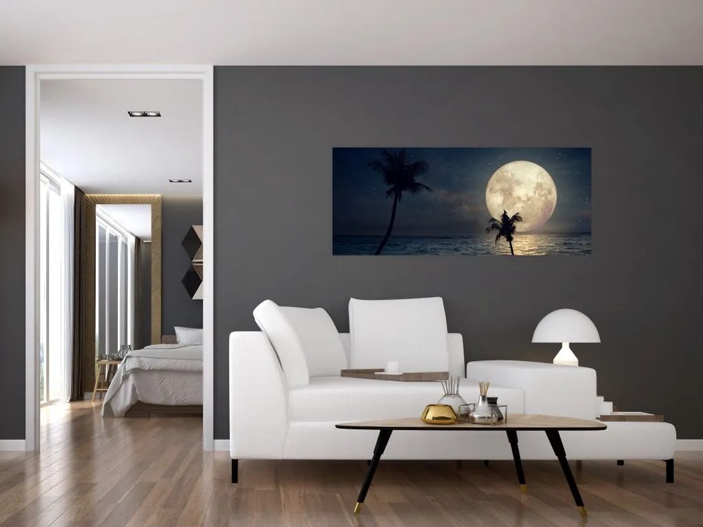 Tablou - Plaja cu lună plină (120x50 cm)