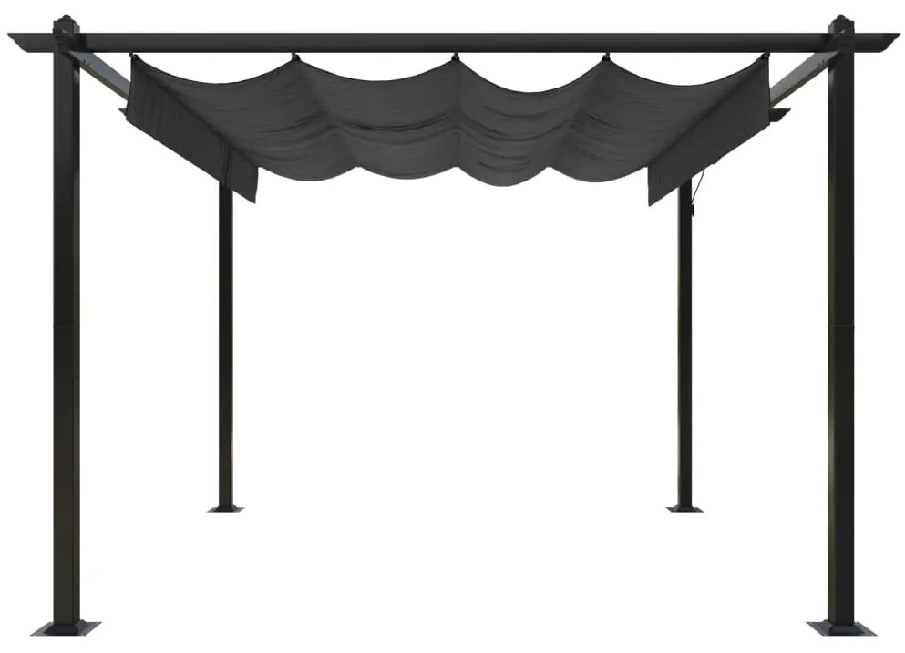 Pavilion de gradina, acoperis retractabil, antracit, 3x3 m Antracit, 3 x 3 x 2.2 m