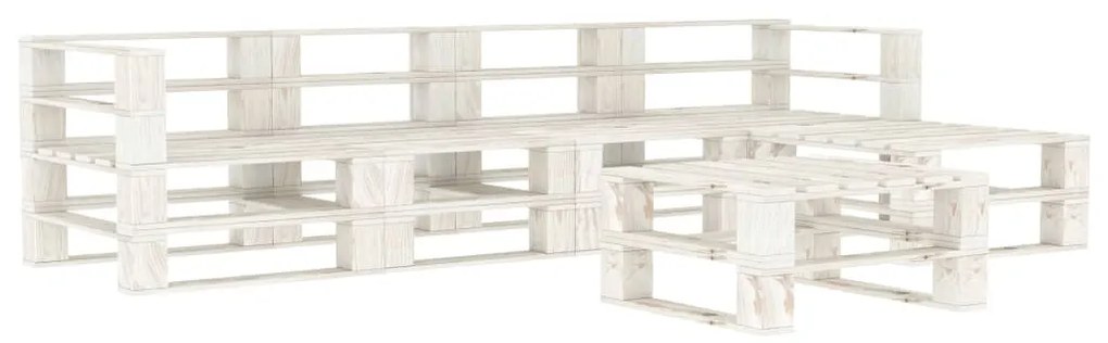 3052178 vidaXL Set mobilier de grădină din paleți, 6 piese, alb, lemn