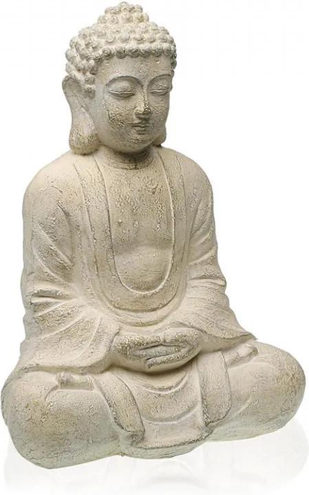 Decoratiune crem din rasina 35 cm Buddha Gautama Figure Versa Home