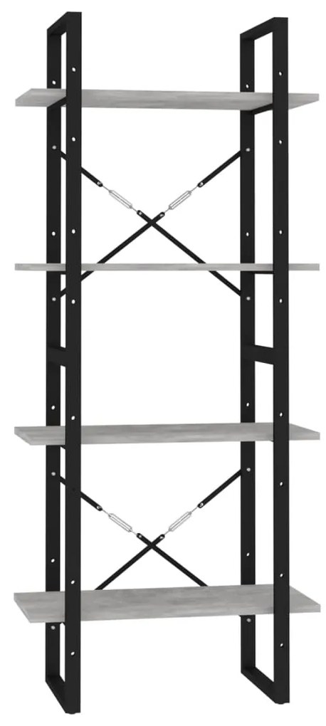 806441 vidaXL Bibliotecă cu 4 rafturi, gri beton, 60x30x140 cm, PAL