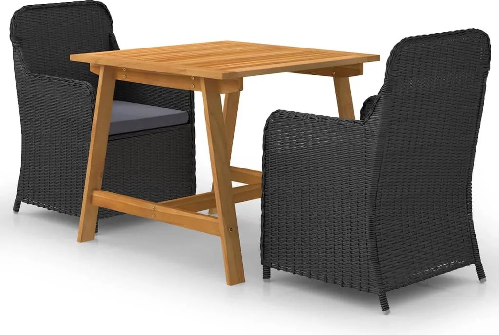 vidaXL Set mobilier de grădină, 3 piese, negru