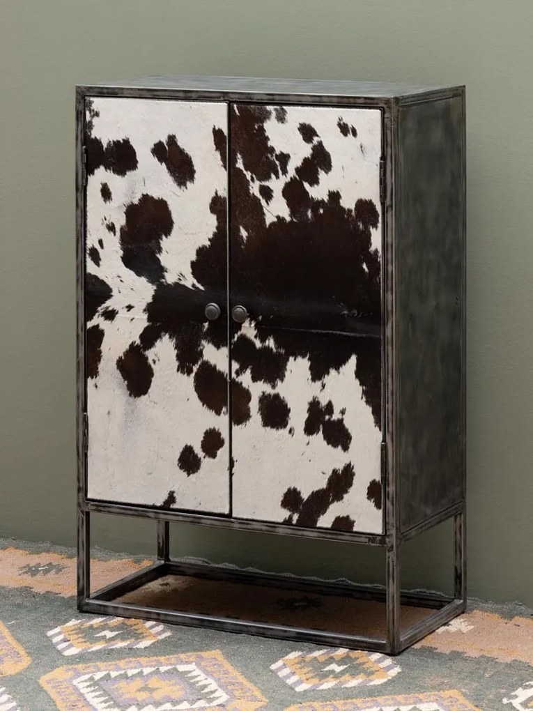 Dulap din par natural de bovine si metal, cu 2 usi, Ontario