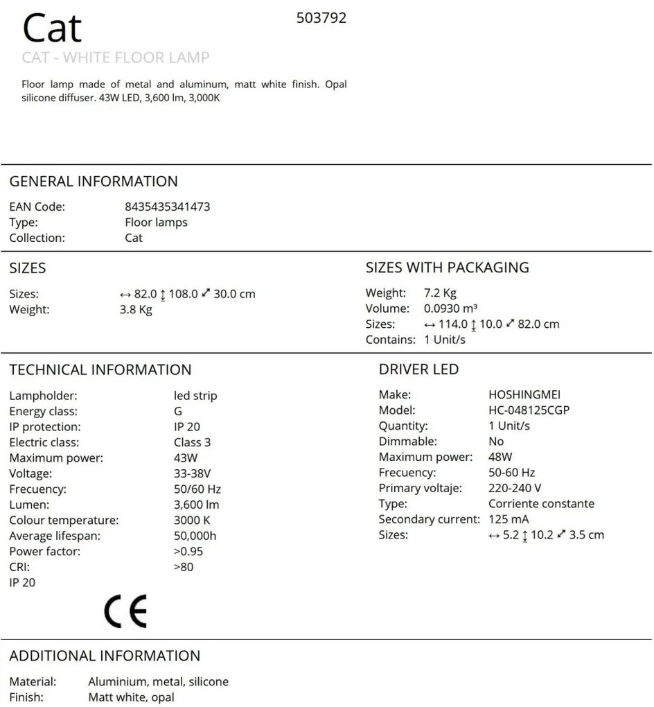 Lampadar LED design modern Cat