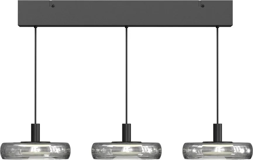 Lustra cu 3 pendule LED Float sticla fumurie