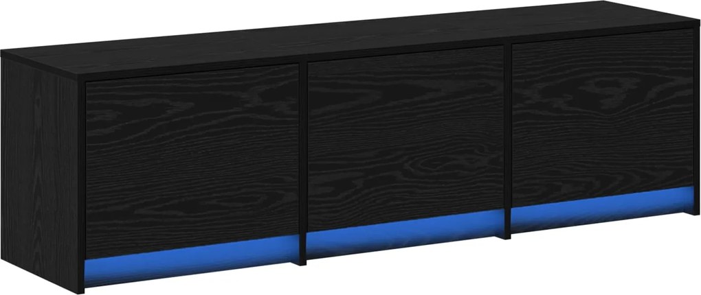 vidaXL Cabinet TV cu led Stejar Negru 140 x 34 x 40 cm Lemn compozit