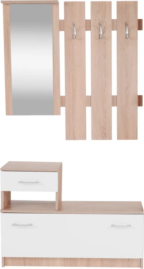 Ansamblu pentru hol, stejar sonoma/alb, ASTER