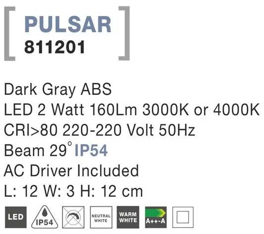 Spot LED ambiental de exterior IP54 PULSAR NVL-811201