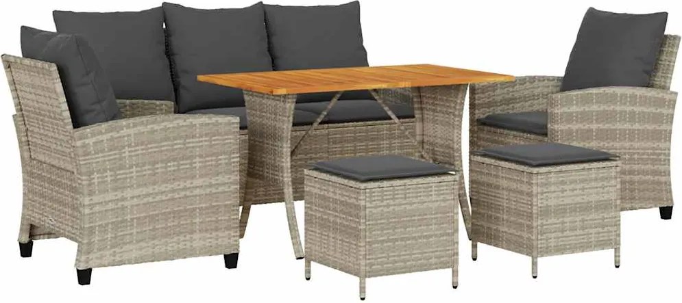 vidaXL Set canapele de grădină cu perne, 6 piese gri deschis poliratan