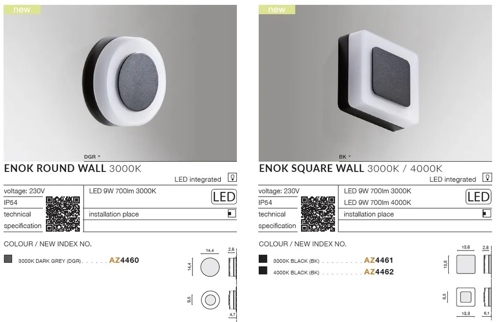 Aplica LED moderna de exterior ambientala IP54 ENOK ROUND