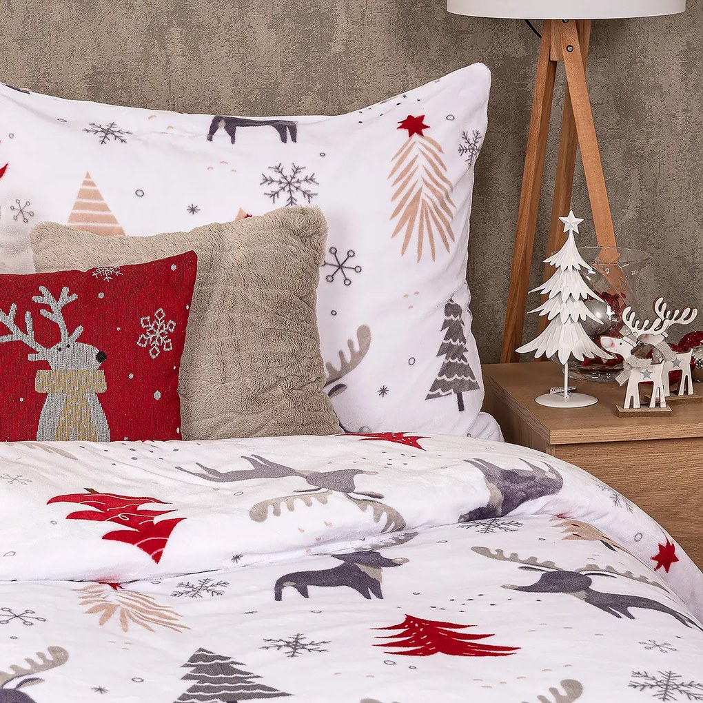 Lenjerie de pat din micro-flanelă 4Home Cute reindeer, 140 x 200 cm, 70 x 90 cm