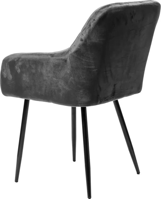 Fotoliu de masa gri MARLEN VELVET cu picioare negre