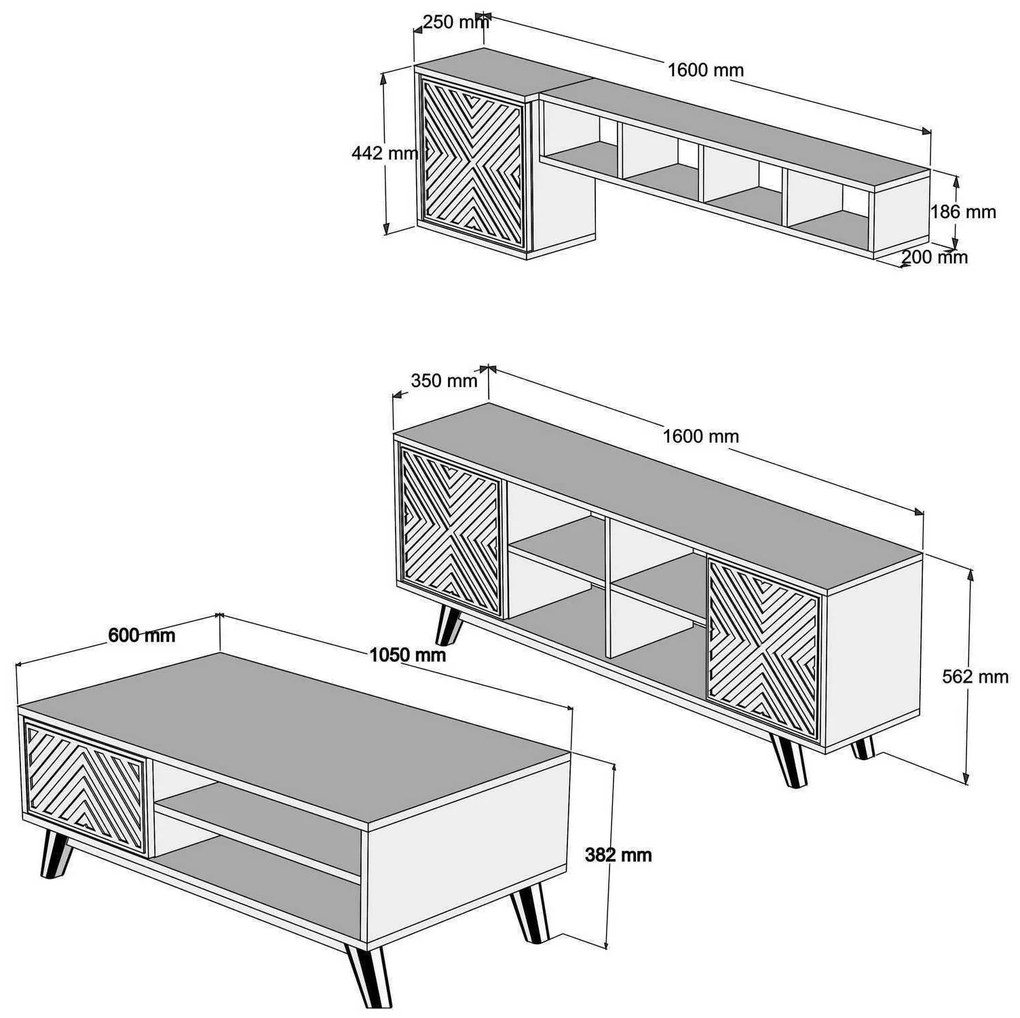 Mobilier living Inge (Nuc + albastru). 1089287