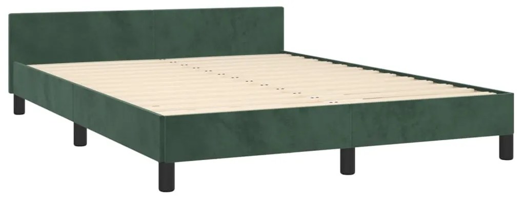 Cadru de pat cu tablie, verde inchis, 140x200 cm, catifea Verde inchis, 140 x 200 cm, Benzi orizontale