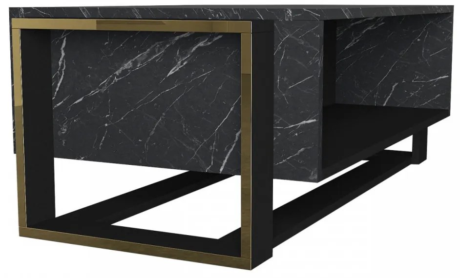 Măsuţă de Cafea Bianco, 106.4 x 60 x 40.4 cm, Negru / Auriu