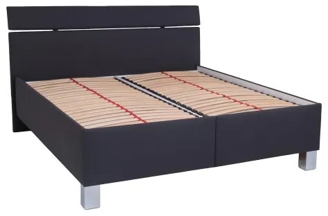 Pat tapițat ALIS 180 x 200 cm, cu saltea și spațiu de depozitare, antracit