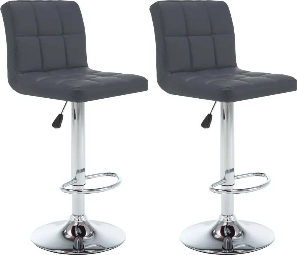 vidaXL Scaune de bar, 2 buc., gri, piele ecologică