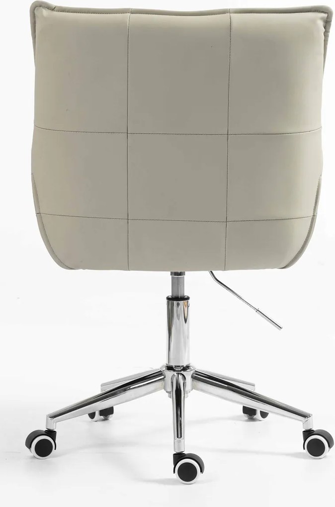 HR560K Scaun Ecru Piele Ecologica Premium Soft cu Bază Cromata