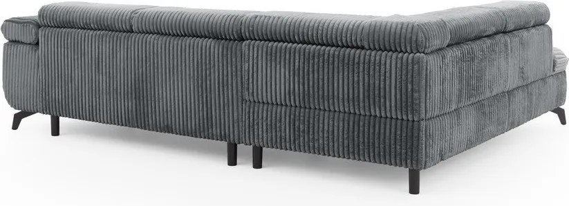 Colțar gri cu tapițerie din catifea reiată (cu colț pe partea stângă/în formă de ”L”) Marbeya – Ropez