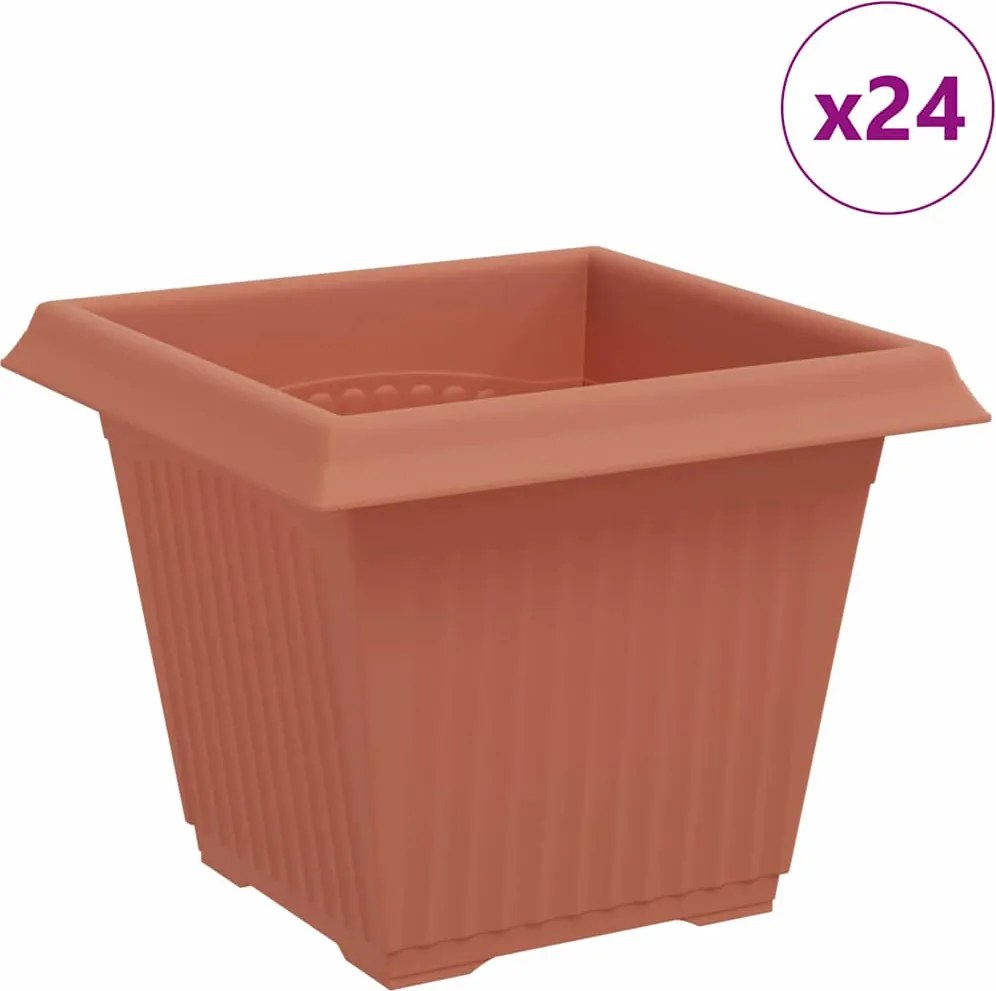 vidaXL Vază pătrată pentru flori 24 pcs Roșu cărămidă 20 x 20 x 16 cm