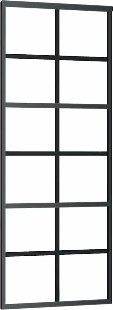 vidaXL Ușă glisantă, negru, 76x205 cm, sticlă ESG și aluminiu