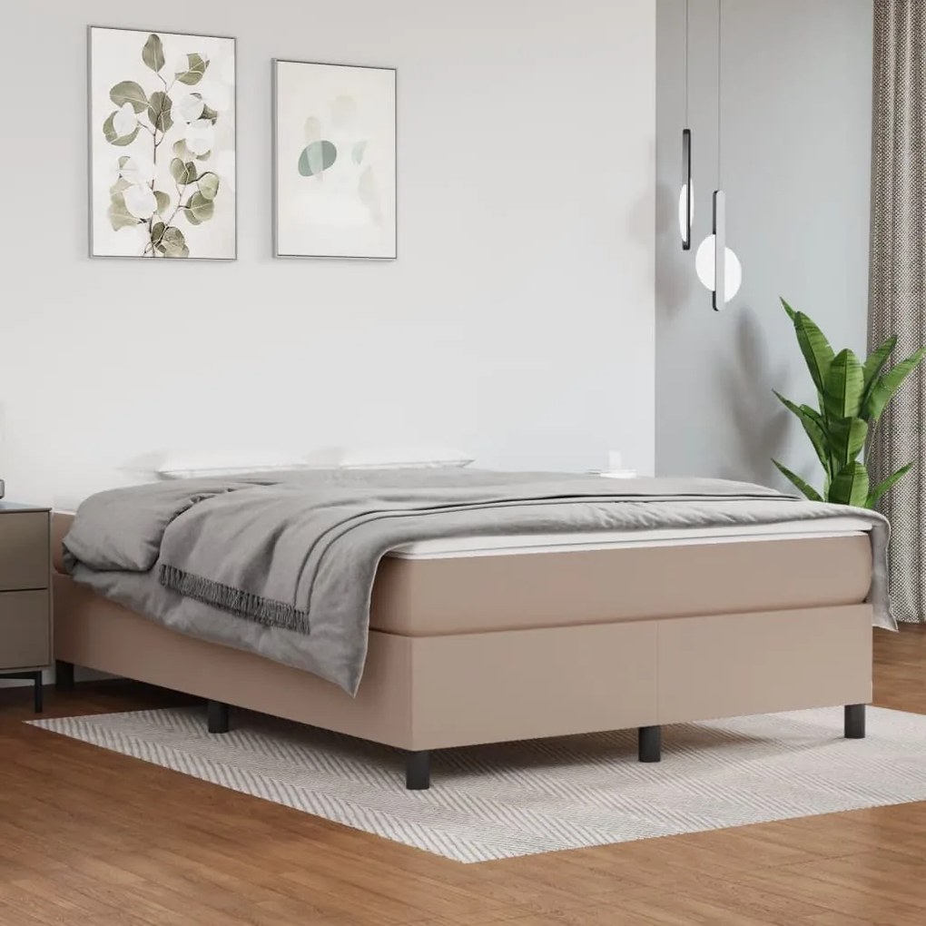 Cadru de pat box spring, cappuccino, 140x200cm, piele ecologică