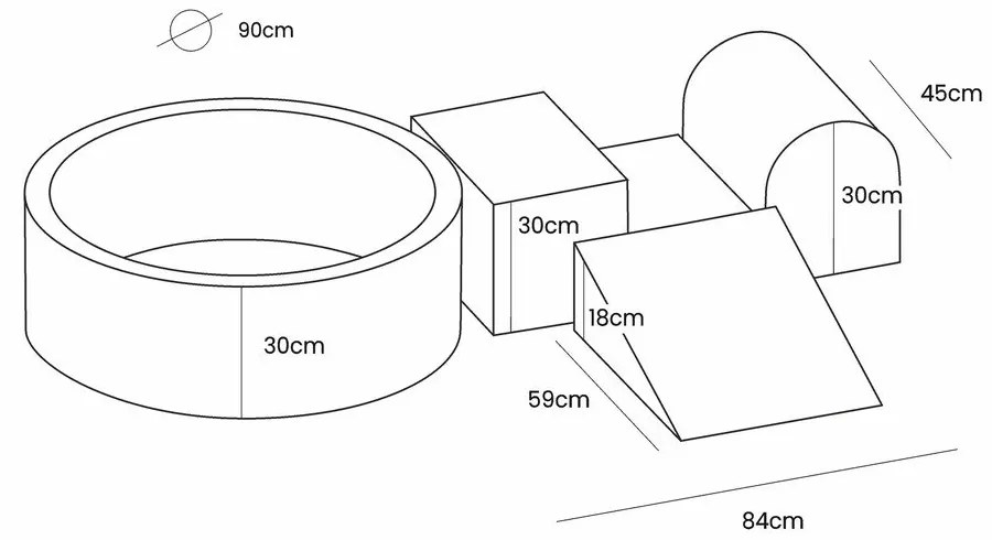 Teren de joacă din spumă gri 4 buc. din catifea înălțime 30 cm 225x90 cm Montessori – Meowbaby