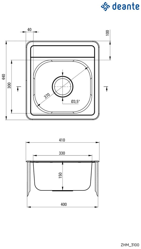 Chiuvetă din inox, 1-cuvă, Mercato, ZHM_3100