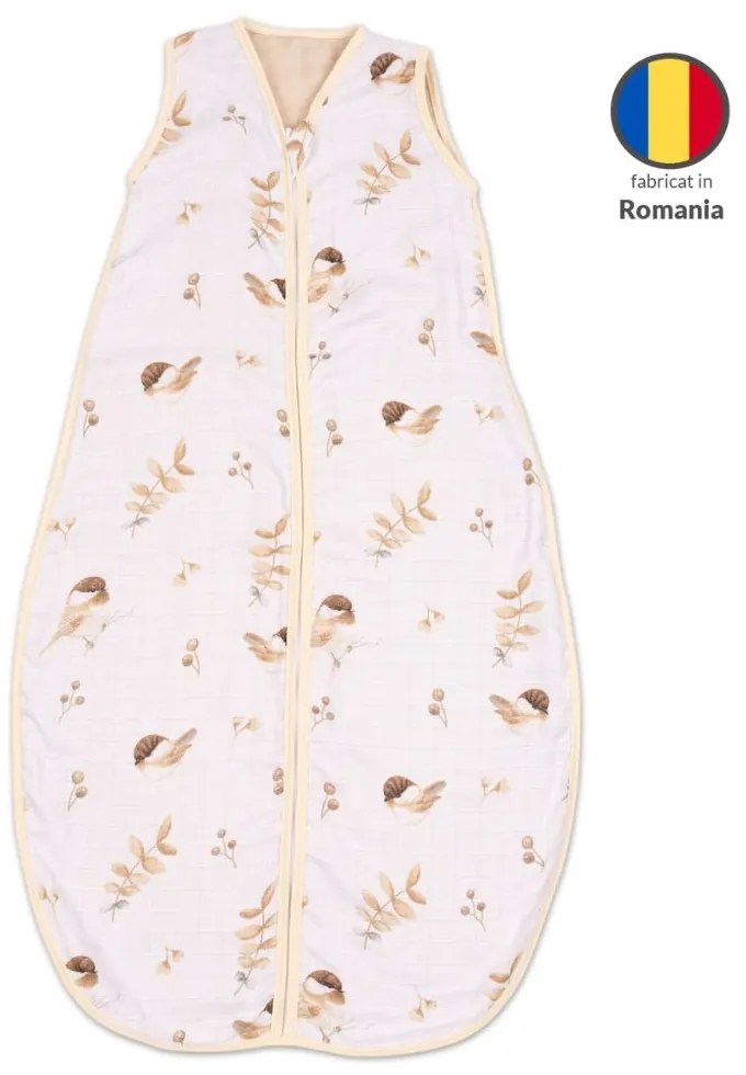 Sac dormit copii de vara din muselina Kidizi Birdy 90 cm, 100% bumbac, 6-24 luni 0.5 TOG
