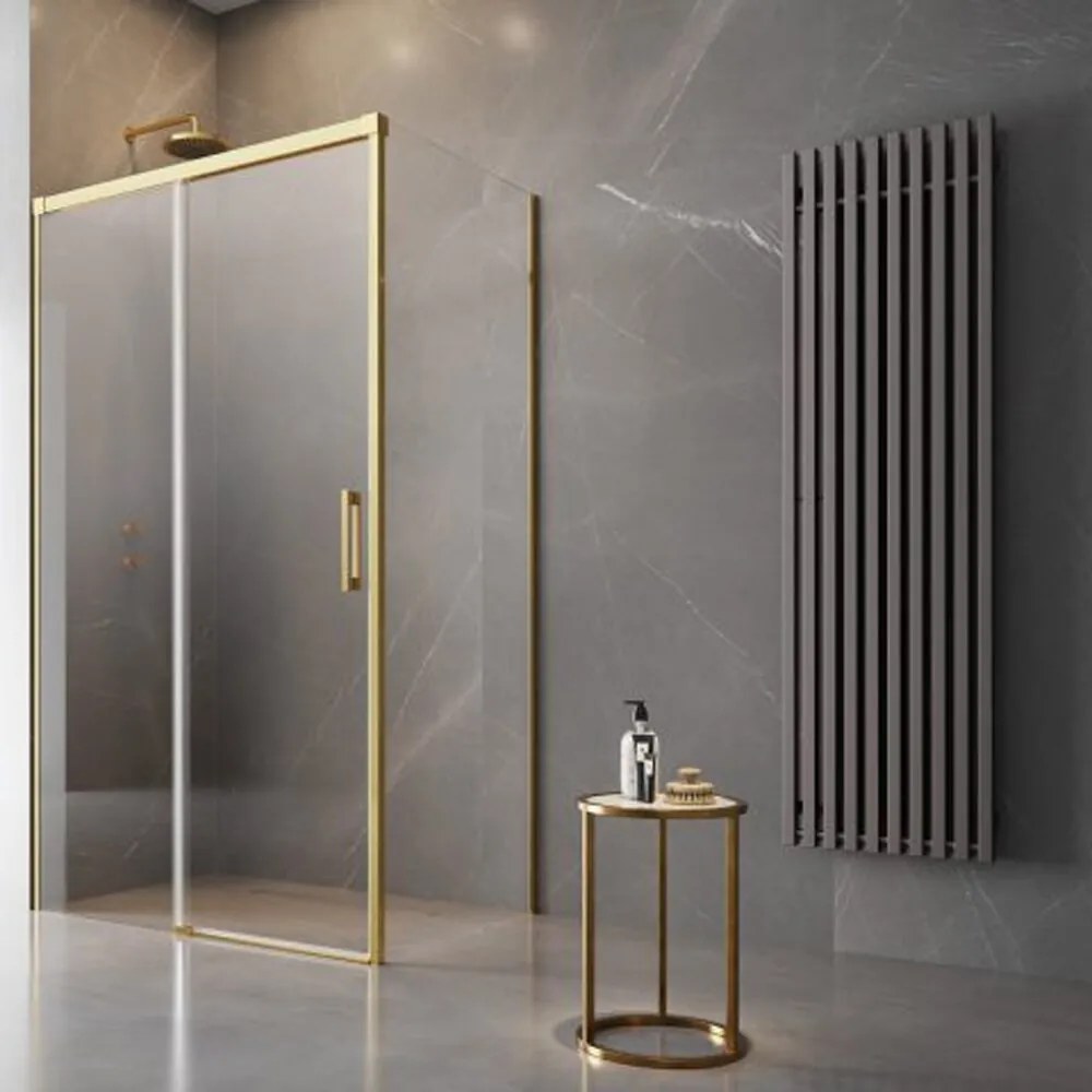 Cabina de dus dreptunghiulara cu usa glisanta Radaway Idea KDJ 100x120 cm auriu-transparent stanga