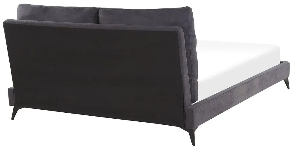 Pat matrimonial 160 cm MELIA (polyester) (gri închis) (cu somieră). 1023471