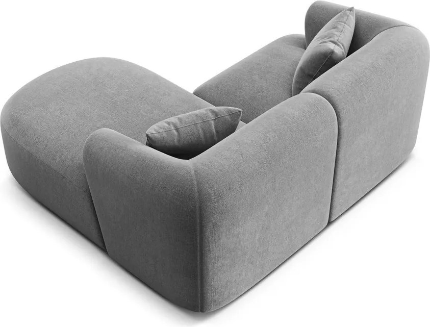 Colțar gri deschis cu tapițerie din catifea (cu colț pe partea dreaptă/cu șezlong) Campi – Cosmopolitan Design