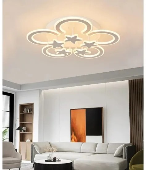Lustra LED cu Telecomanda, 3 Tipuri De Lumina, Intensitate Reglabila,200W, Alb