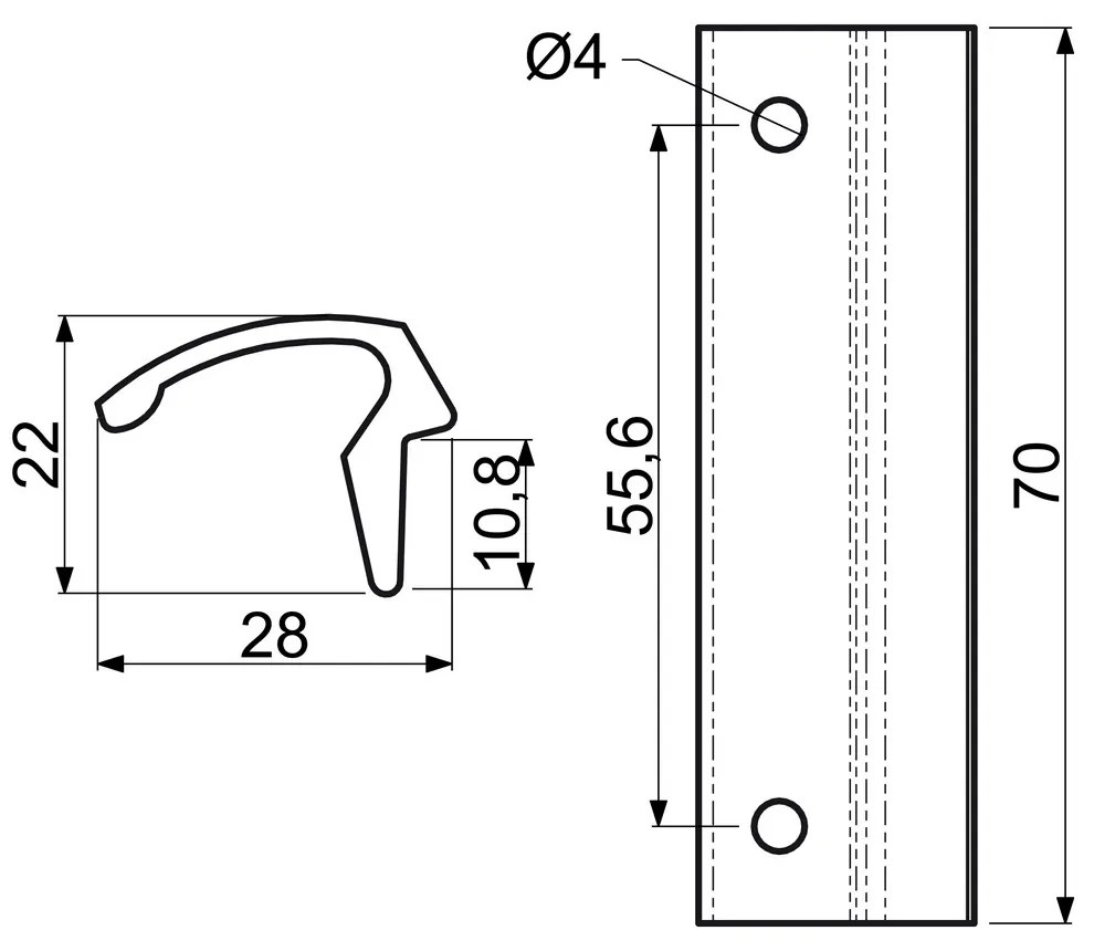 Mâner ușă balcon din aluminiu MAD.0047, oțel inoxidabil