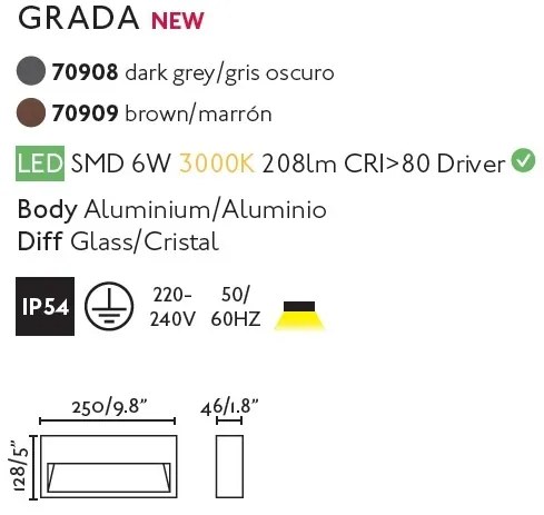 Aplica LED de exterior ambientala IP54 GRADA-2 / 6W gri