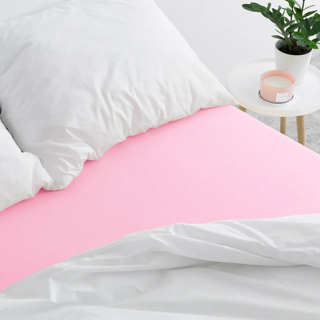 Goldea cearceaf de pat jersey cu elastic - roz 120 x 200 cm